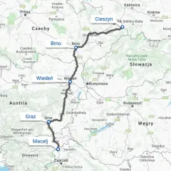 Trasa z Cieszyna przez Brno, Wiedeń, Graz i Macelj do Zagrzebia – to moja droga do Chorwacji.