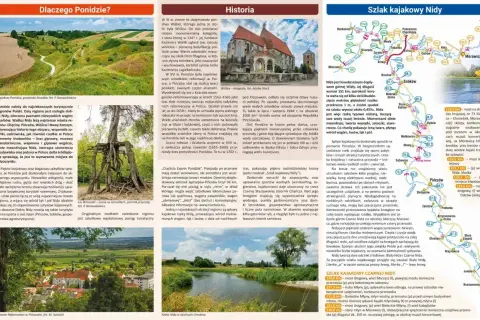 Ponidzie atrakcje: malownicze krajobrazy, zabytki, uzdrowiska, spływy kajakowe Nidą, turystyka rowerowa i konna.