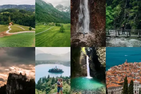 Słowenia najpiękniejsze miejsca: winnice, góry, wodospady, jezioro Bled, zamek i Piran.
