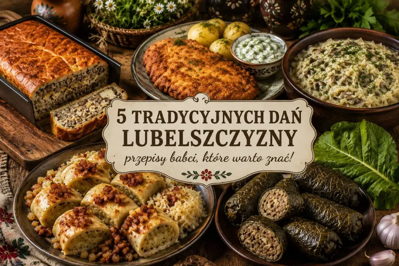Tradycyjne jedzenie Lublin: babcine przepisy na pyszne dania, takie jak pasztet, kotlet, gołąbki w liściach, pierogi i flaki.
